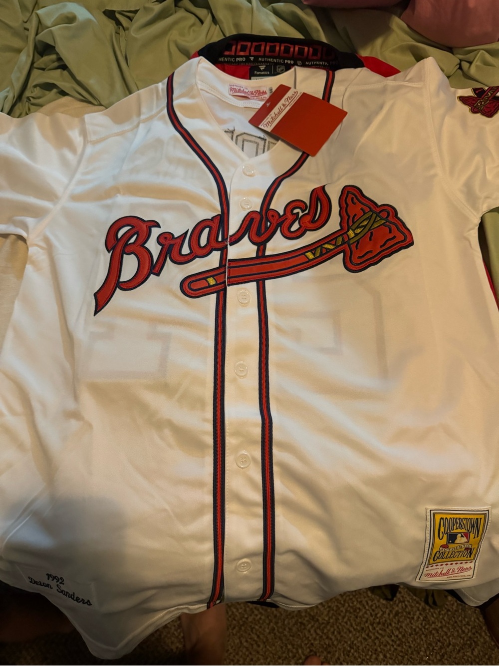 Deion Sanders Atlanta Braves White Home Jersey 1992 - BNWT Size 44 Large